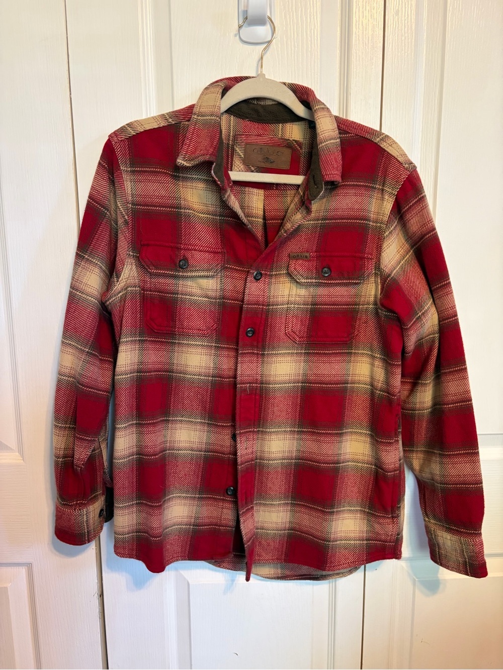 Orvis Red Plaid Button-Down Casual Shirt